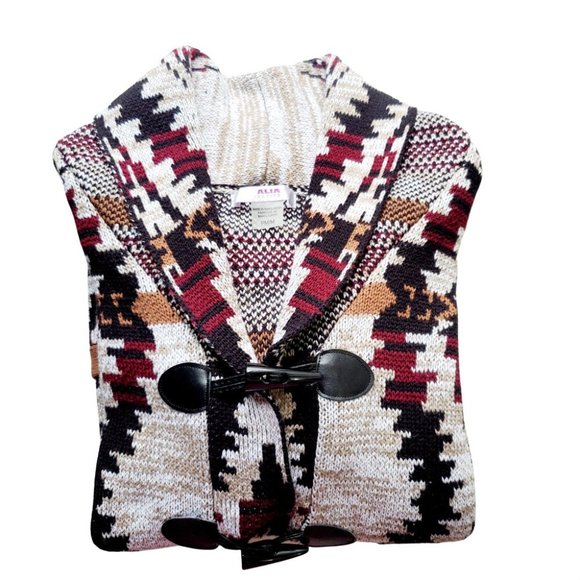 Vintage Aztec Tribal Toggle Tapestry Women's Jacket. Size Medium - Picture 6 of 10